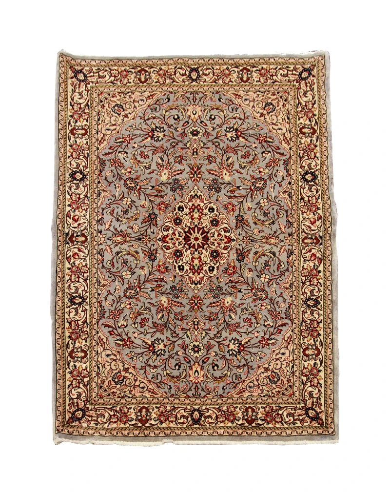 Handmade light blue Persian Sarouk rug